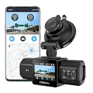 COOAU Dual Dash Cam 2.5K+1080P, Dash Cam Front and Inside, Built-in GPS and WI-FI, Dash Camera for Cars, Perfect for Uber and Taxi Drivers, Night Vision, Accident Record, 24Hr Parking Mode