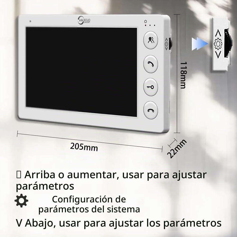 Videoportero con cable para apartamentos,2/3/4/5/6/8/10/12 unidades,Kit de videoportero de 7 pulgadas,Desbloqueo con una sola llave (1 Timbre + 8 Monitor)