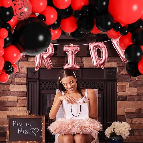 image for RUBFAC 139pcs Red and Black Balloons Arch Garland Kit, 18/12/10/5 Inch