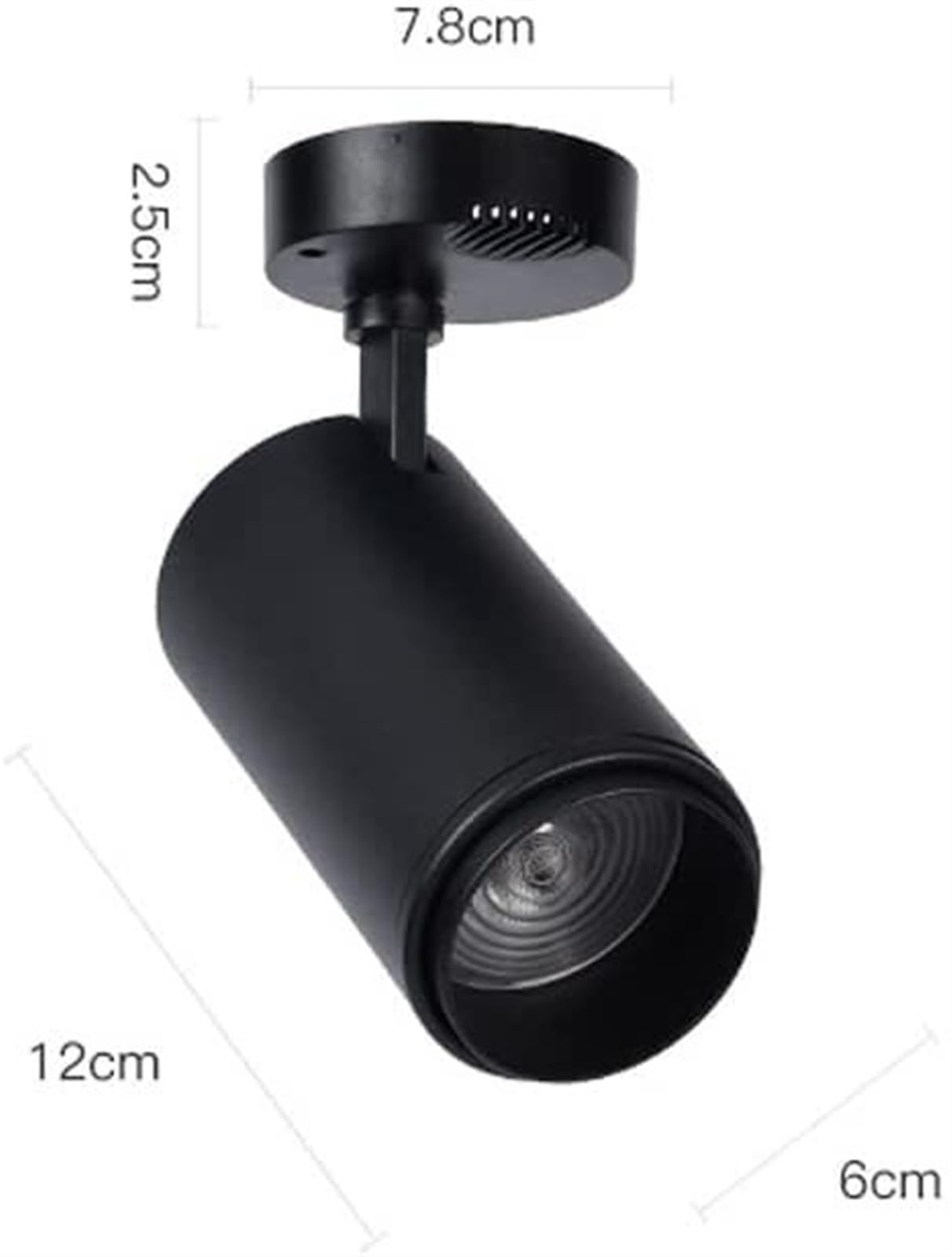 Płasko zamontowany obrotowy. Lampa sufitowa - Downlight regulowana 7 W z podstawą (ciepłe światło 3000K) (ciemne, 4000K neutralne światło)