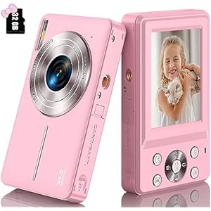 Digital Camera with 32G Card, 1080P Digital Camera Cheap 44MP HD Compact Digital Camera Photo Camera Kids Camera with 2.4″ Screen 16X Digital Zoom and 1 Battery for Girls, Boys, Beginner-Pink