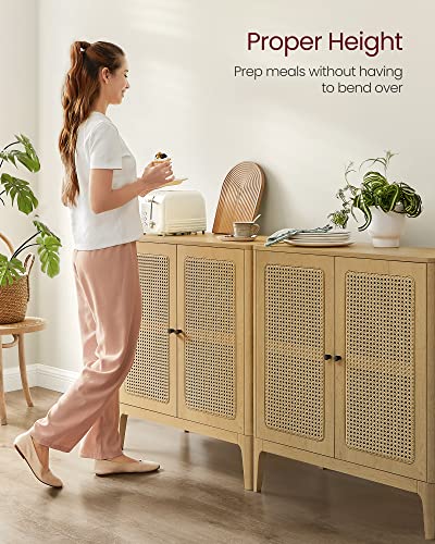 Vasagle Rattan Sideboard Buffet Cabinet - Boho Storage Cabinet, Kitchen Cupboard Server Console Table With Adjustable Shelves, 15.7 X 31.5 X 35.4Inches For Entryway, Living Room, Dining Room, Natural #TOP5