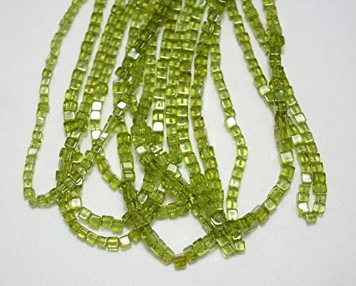 Peridot plain gemstone perles briolette forme boite lisse 4mm pour bijoux DIY