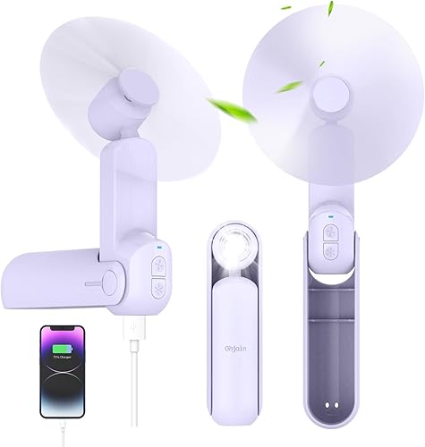 Mini ventilador de mano portátil 4 en 1, ventilador de viaje plegable personal, pequeño ventilador de mano para pestañas faciales, recargable por