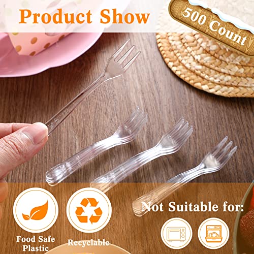 image for Skylety 500 Pcs Plastic Mini Forks 3.7 x 0.6 Inch Tiny Small Disposabl
