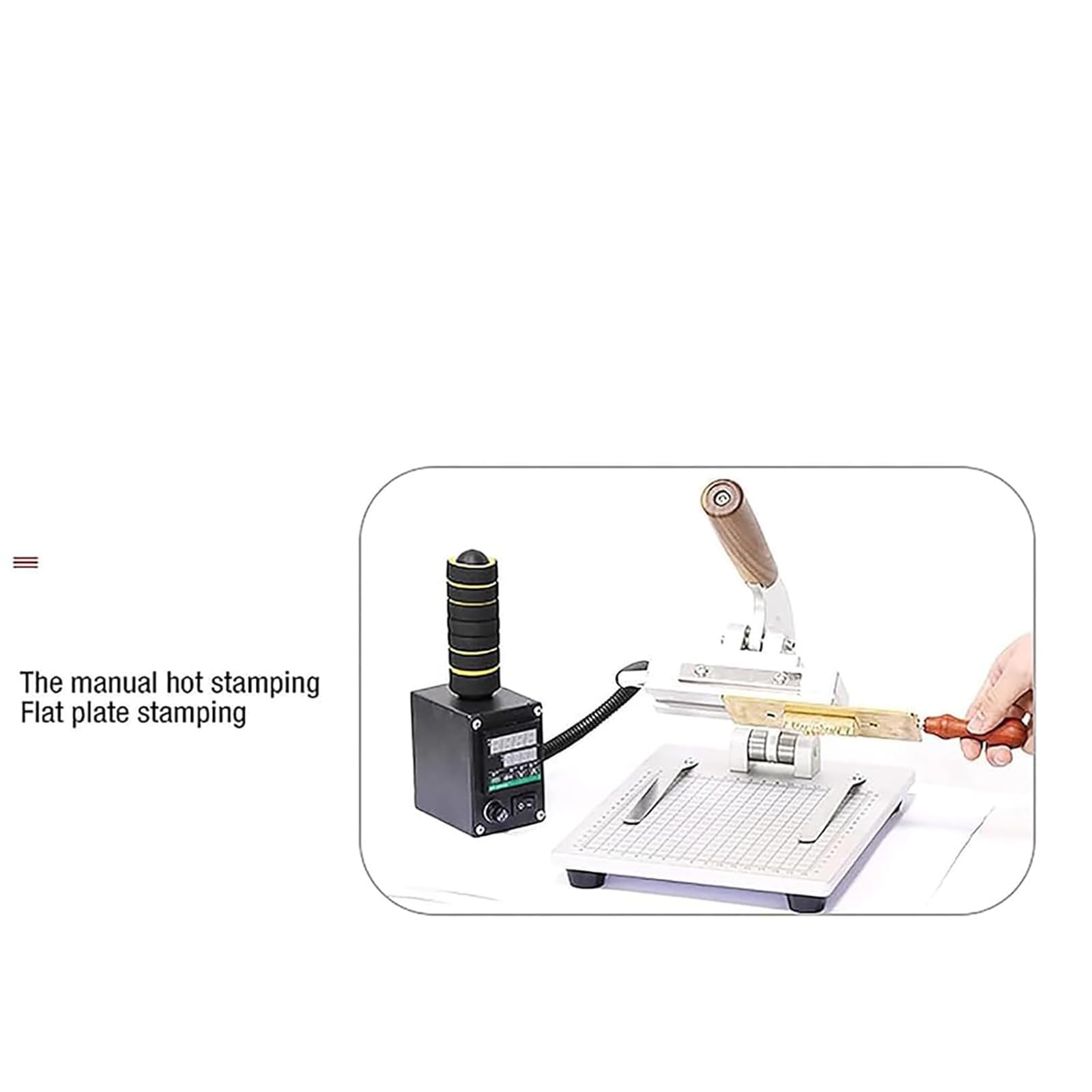 Macchina per stampa a caldo di precisione con display digitale, piastra 14x4,4 cm per imballaggi.