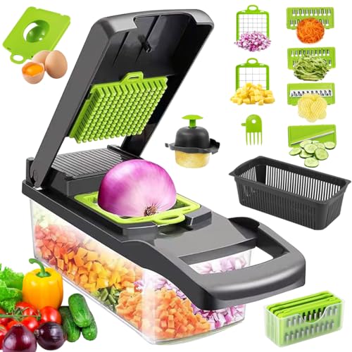 Tagliaverdure Multifunzione 22-in-1 - Mandolina Per Cubetti, Julienne, Spaghetti Con Accessori - Foto 12