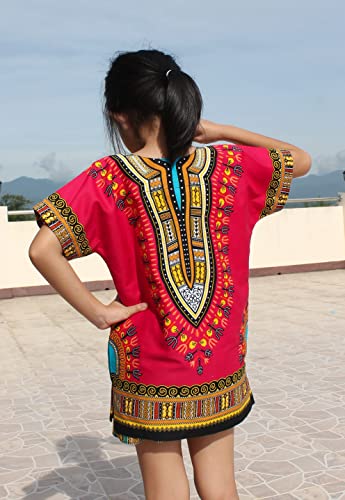 Image of RaanPahMuang Unisex Bright Africa Classic Childrens Dashiki Cotton Shirt Boys Girls