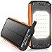 Produktbild NEXGADGET Solar Powerbank 26800mAh, Externer Akku mit 60 LED Lampen / 2 Taschenlampen/ 2 USB A Ausgänge/ 1 USB C Ausgänge/PD 18W Schnellladung, Solar Ladegerät für Tablett/Handy/Camping