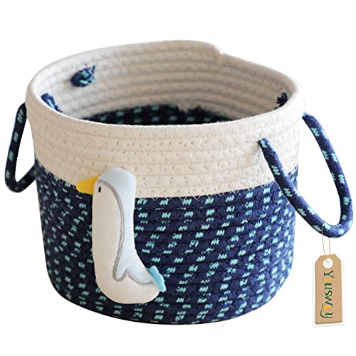 Yiuswoy Baumwollseil Aufbewahrungskorb Geflochten Kleiner Multifunktionelle Organizer Körbe für Baby Spielzeug, Accessoires, Schminke - Blau Cover