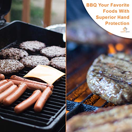 Superior Bbq Gloves - High Heat Resistant Barbecue Gloves For Grills & Smokers (Insulated Lining Protects Hands From Steam - Diamond Grip Finish For Easy Food Handling) Size Medium #TOP3