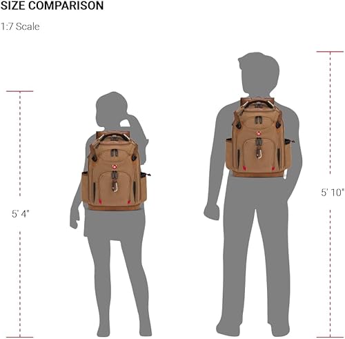 Miniatura 7 de SwissGear Mochila de bolsa de herramientas, se adapta hasta, Marrón (Brown Canvas), Grande