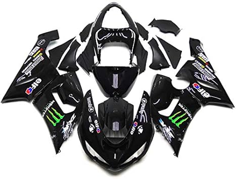 Kit completo de carenados de carenados de carenados de plástico ABS para motocicleta para Kawasaki Ninja ZX6R-636-2005-2006 (negro)