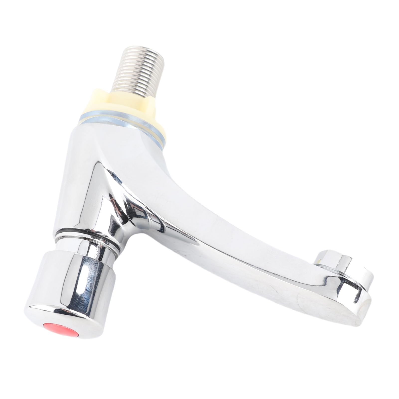 ,Grifo con Botón Pulsador,Robinet Lave Main Eau Froide,Grifo de Cierre Automático Cocina Pública Baño Cromado Cierre Automático Ahorro de Agua Retardo Lavabo Grifo Grifo Rosca
