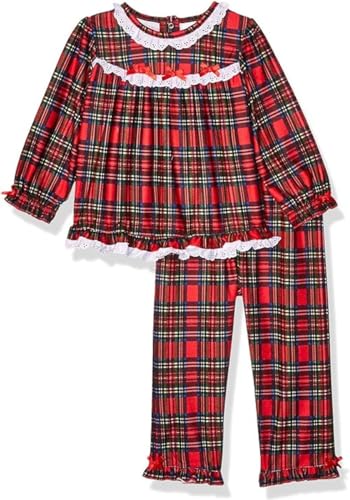 Little Me Girls' Toddler Xmas Plaid Pajamas, 12 Months