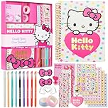 Hello Kitty Sanrio DIY Journal Kits Gifts for Girls Teens, A5 Notebooks, Sticker Sheets Post-it Notes & Accessories, Arts & Crafts Sets Stationary Supplies, Kawaii Anime Gifts (Pink Hello Kitty)