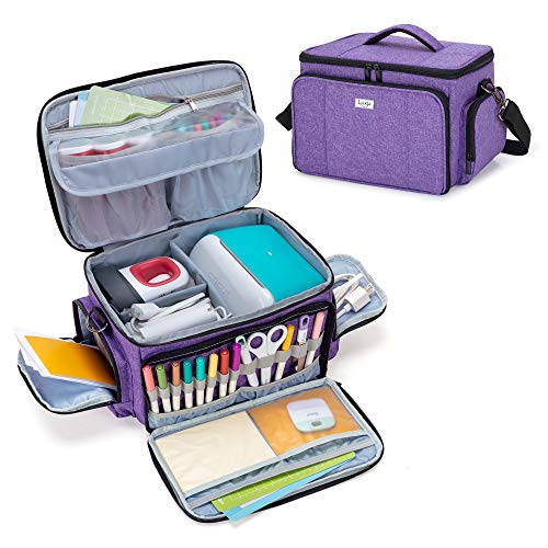 LUXJA Carrying Case Compatible with Cricut Joy and Easy Press Mini Carrying Bag with Supplies Storage Sections Purple