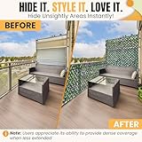 Expanding Trellis With Artificial Leaves & Purple Flowers - Extendable up to 282x30cm (9.3× 1.0ft), Decorative Garden Privacy Screen - Ficus Leaf Artificial Hedge Screening Panel for Balcony, Fence - Image 6