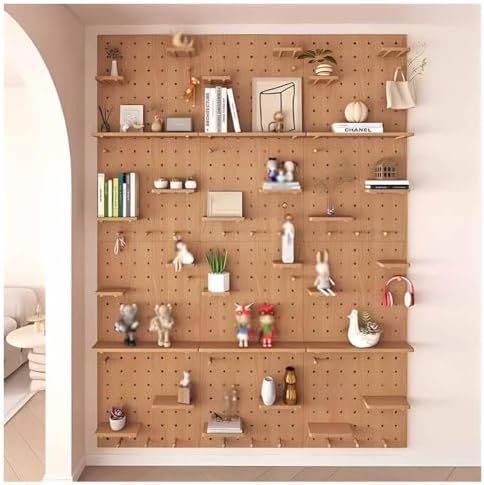 Wooden Pegboard Wall Organizer Kit - 12mm Thick Display Panels for Home, Garage, Gaming Room, Wall-Mounted Storage Solution (Brown, 40x120 cm) - Versatile & Durable Storage Solution