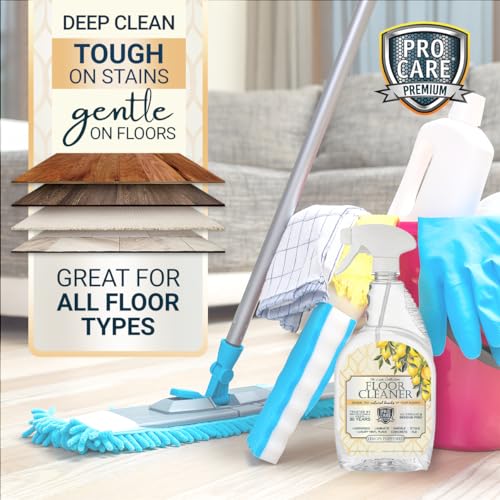 Image of ProCare Lemon PoppySeed Floor Cleaner (Made in USA) | Streak Free Cleaner for Tile, Stone, Laminate, Vinyl & Natural Wood Floor Cleaner for Mopping, Floor Cleaning Solution - 32oz Spray Bottle