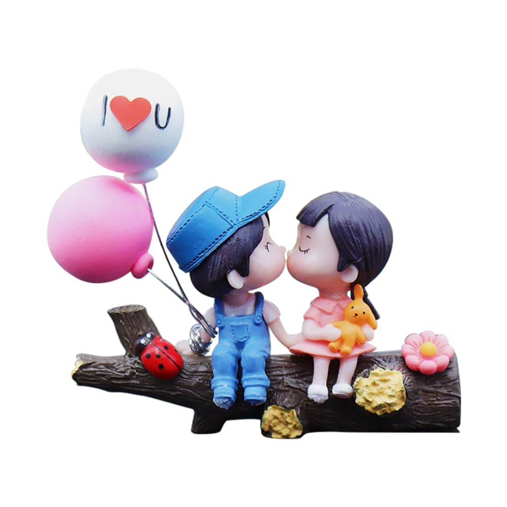 DONGKER Car Dashboard Decoration,Resin Cartoon Kiss Couples Auto Interior Ornaments for Valentine's Day Couple Automotive Home Office Supplies