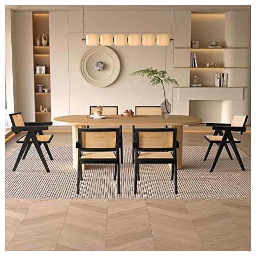 comfy to go Rattan Dining Chairs Set of 6, Kitchen Chairs Cane for Dining Room, Black