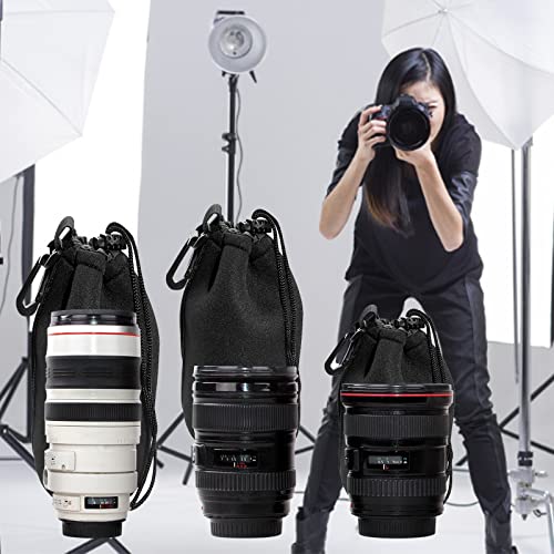 Lens Pouch Set 3Pack Replacement Compatible For Canon, Nikon, Sony, Pentax, Olympus (Small, Medium, Large) #TOP6
