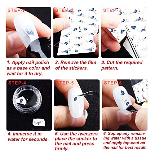 FLOFIA 50 Blätter Nagelsticker Wassertransfer Blumen Nagel Aufkleber Wassertattoos Nägel Sommer Nailart Sticker Nail… – Bild 7