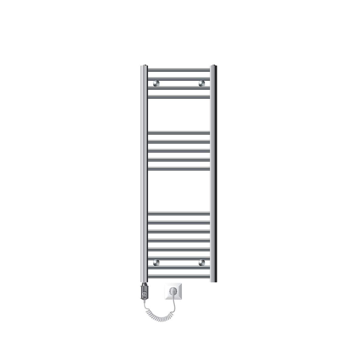 LuxeBath Radiatore Elettrico Sahara 400x1200 mm Cromato Raccordo Laterale Elemento Riscaldante 900W Termostato Digitale Scaldasalviette Calorifero Termosifone Arredamento Termico Riscaldamento