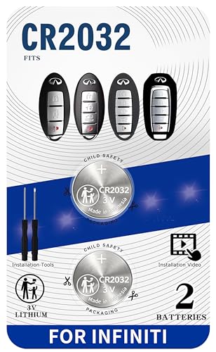 uuam Key Fob Replacement Batteries for Infiniti (2007-2020) EX35/EX37, FX35/FX37/FX50, G25/G35/G37, JX35, M35/M37/M56, Q40, Q50, Q60, Q70, QX50, QX55, QX56, QX60, QX70 Smart Remote(Pack of 2)