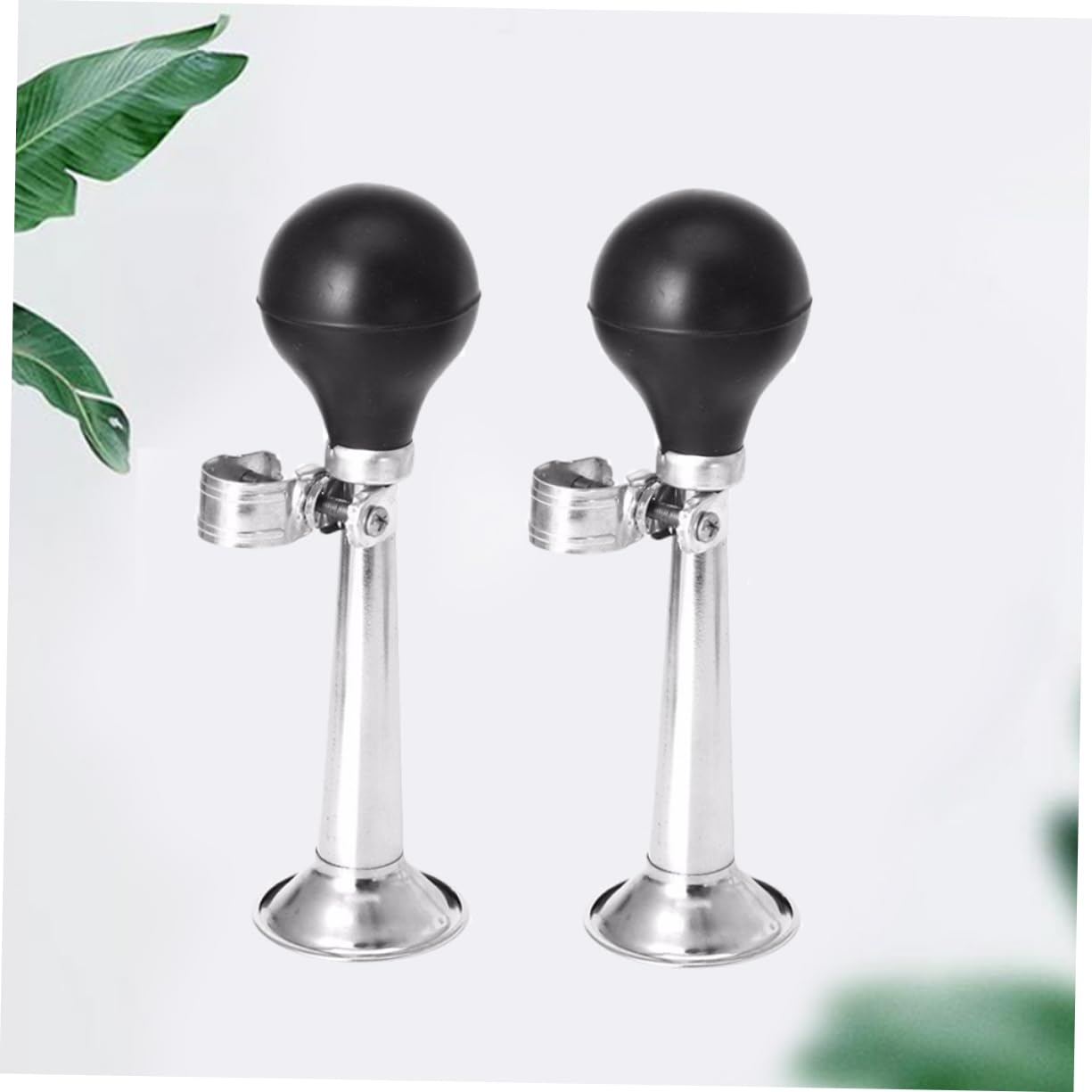 VANZACK 9 Inch Mountain Bike Air Horns 2pcs Durable Iron Handlebar Horns Alarm Loud Black Electroplating