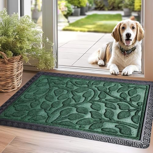 Image of Door Mat for Front Door - Indoor Outdoor Welcome Mat with Non-Slip Rubber Backing, Low Profile Dirt Trapper Doormat for Entryway, Porch - Heavy Duty, Easy to Clean, 40x60 cm