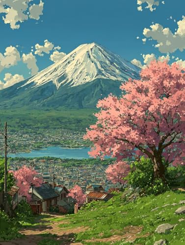 Diamond Art Kits for Adults Mount Fuji, Tree 5D Diamond Painting, DIY Pictures Gem Crafts for Adults, Full Drill Dimond Art Paintings for Beginners, Hobbies for Women, Bedroom Decor, 40x54in 6-3943