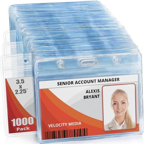 Porte-badge d'identification horizontal américain en plastique transparent Mifflin | Lot de 1000