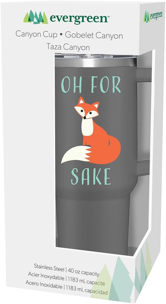 Canyon Cup, 'Oh For Fox Sake' Stainless Steel, 40oz, Gift Box by Evergreen