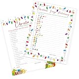 FYSUIMU 36 Pcs Christmas Emoji Songs Pictionary Word Scramble Game Cards Colorful Xmas Light Bulb Tree Game Paper Card for Family Office Large Groups Xmas Holiday Party