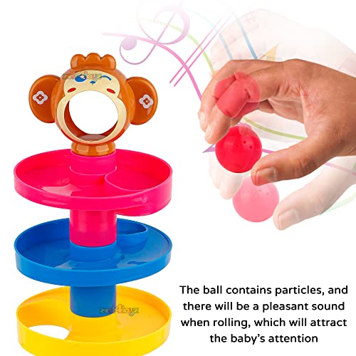 Image of Zest 4 Toyz Ball Drop Tower Toy for Kids Roll Rail Ball Run Stacking Track Toy with 5 Balls Colorful Activity Toy for Toddlers Boys Girls Birthday Gift