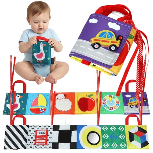 Image of SNOWIE SOFT Baby Cloth Book 3D Cartoon Interactive Early Learning Cloth Book Soft Toys, Hands-on Fine Motor Tummy Time Play Books Folding Portable Baby Toys for 6 to 12 Months