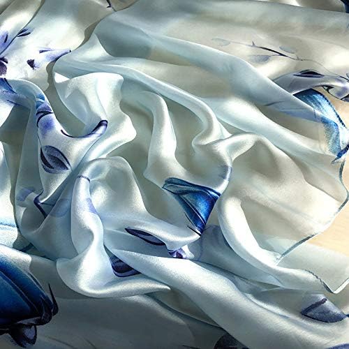 Image of Floral Printed Silk stole | silk Scarf for Women | stylish silk stole for women | Soft Lightweight Stole, Shawl & Neck Wrap | Scarf for Wedding, Party, Travel & Casual Wear