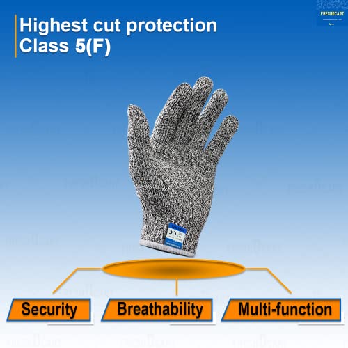 Karomouj Karo-988S Anti Cut Resistant Level 5 Protection With Elastic Hand Fitting Safety Gloves (Free Size, Grey, 1 Pair), Pack Of 1 - Rubber (Image - 3)