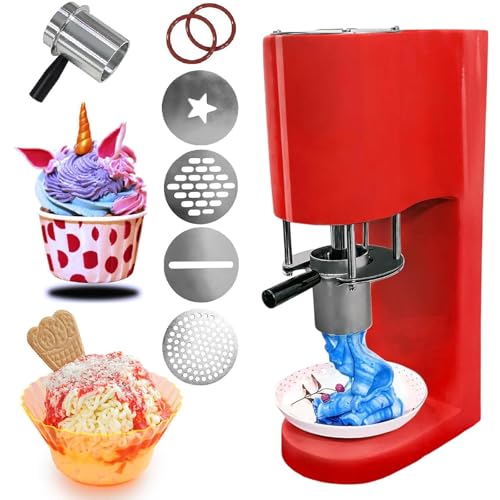 VZXATYOP Máquina Comercial for Hacer Helado de Espagueti con 4 moldes Intercambiables Prensa automática Forma Fideos heladerías cafeterías Bares restaurantes y Snack Bars(Yellow)