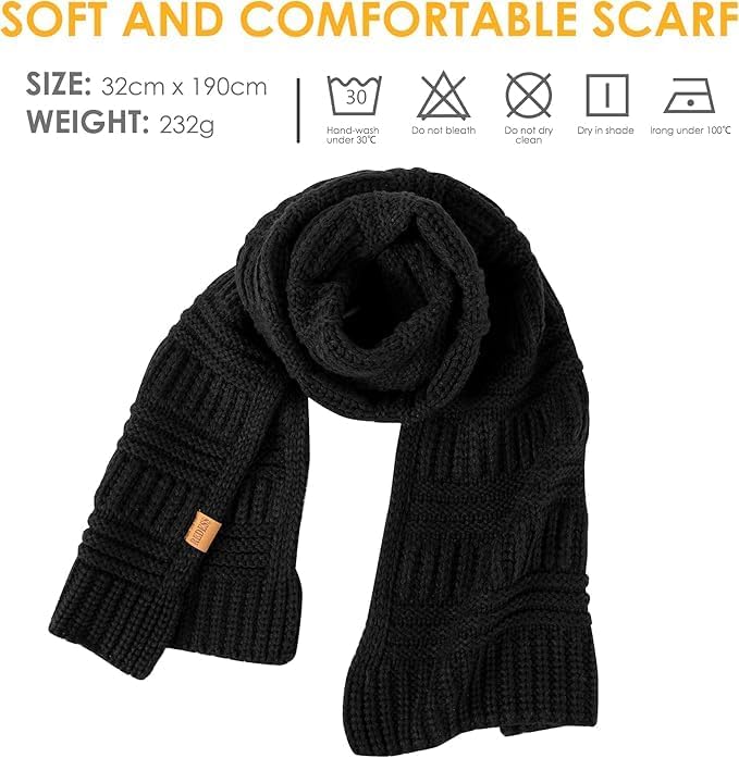 REDESS Women's Long Knit Scarf Winter Warm Big Wrap Thick Winter Cashmere Wool Large Chunky Scarf or Women - Image 2