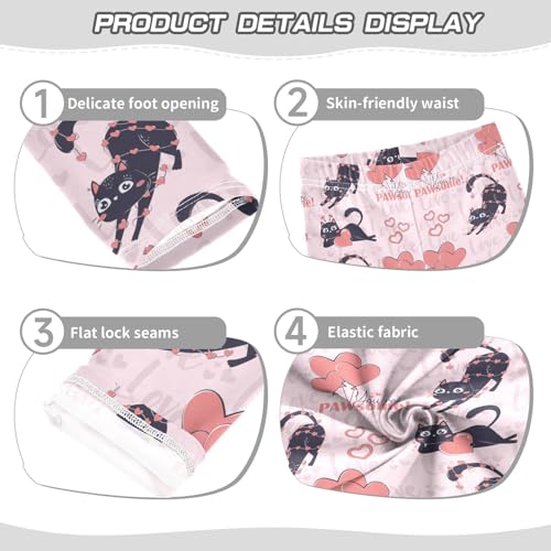 Girls Leggings Black Funny Cat for Valentine's Day Toddler Girls Clothes Leggings for Girls Toddler Girls Leggings 3-4T3