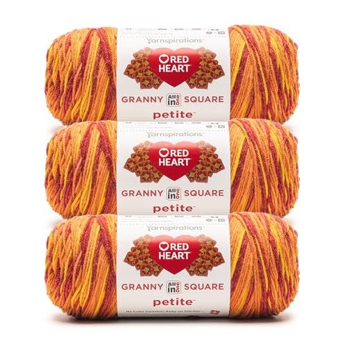Image of Red Heart Granny Square Petite Yarn for Crocheting, Pep Talk, 3-Pack