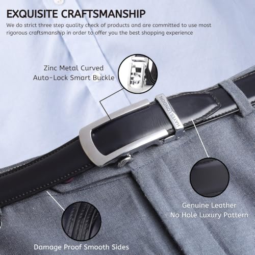 Image of HAYES LONDON Leather Ratchet Belt for Men | Adjustable No-Holes | Customizable Fit, Stylish & Effortless Buckle | Formal & Casual Wear Belts