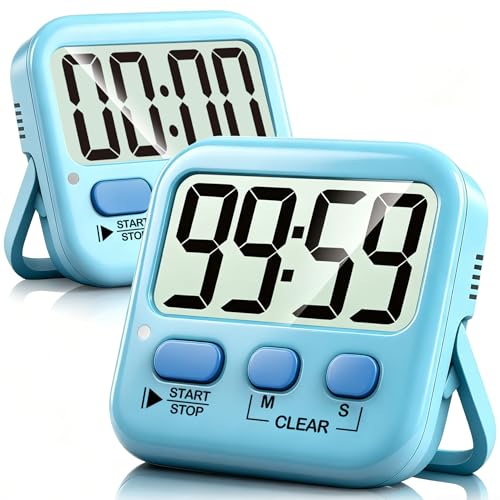 Antonki 2 Pack Digital Timer for Kids, Magnetic Countdown Kitchen Timers for Cooking, Egg, Classroom, Teacher, Exercise, Study, Oven - Battery Included