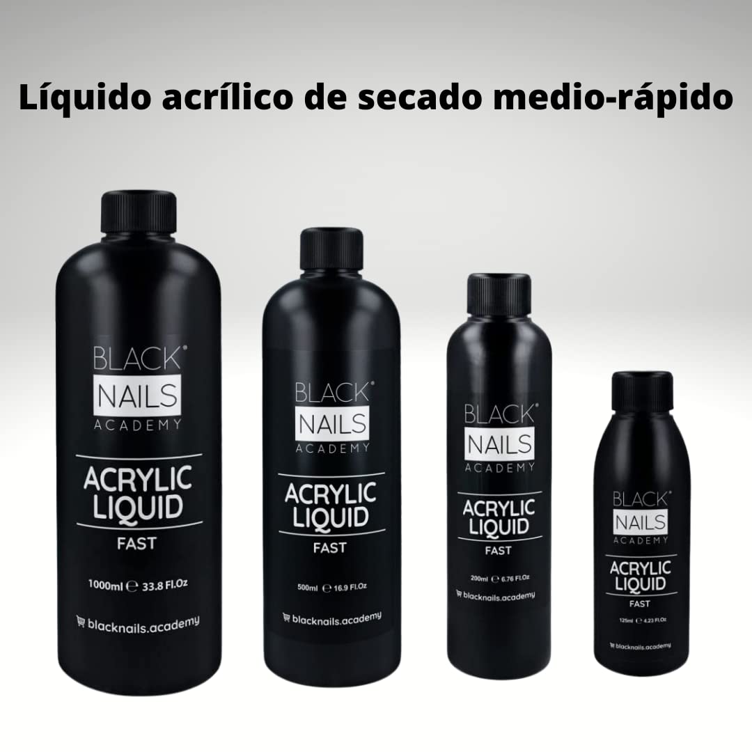 LIQUIDO ACRILICO (FAST) - LIQUIDO ASCIATO MEDIO-RAPIDO - PER POLVERE ACRILICA PER UNGHIE - BLACK NAILS (125ML)