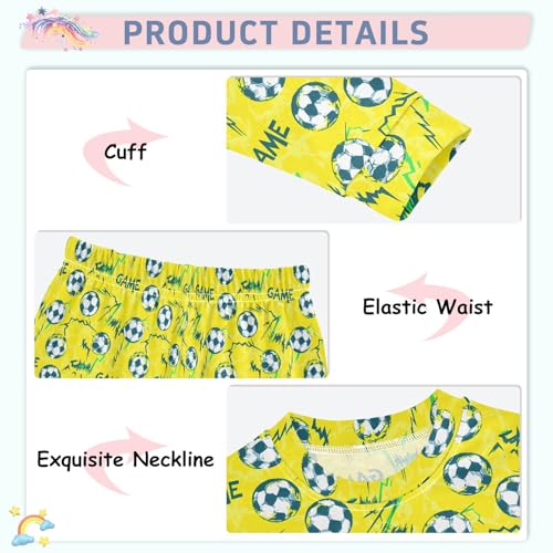 ALAZA Yellow Football Game Ball 2 Piece Pajama Set Long Sleeve Top and Pants Sleepwear Unisex4