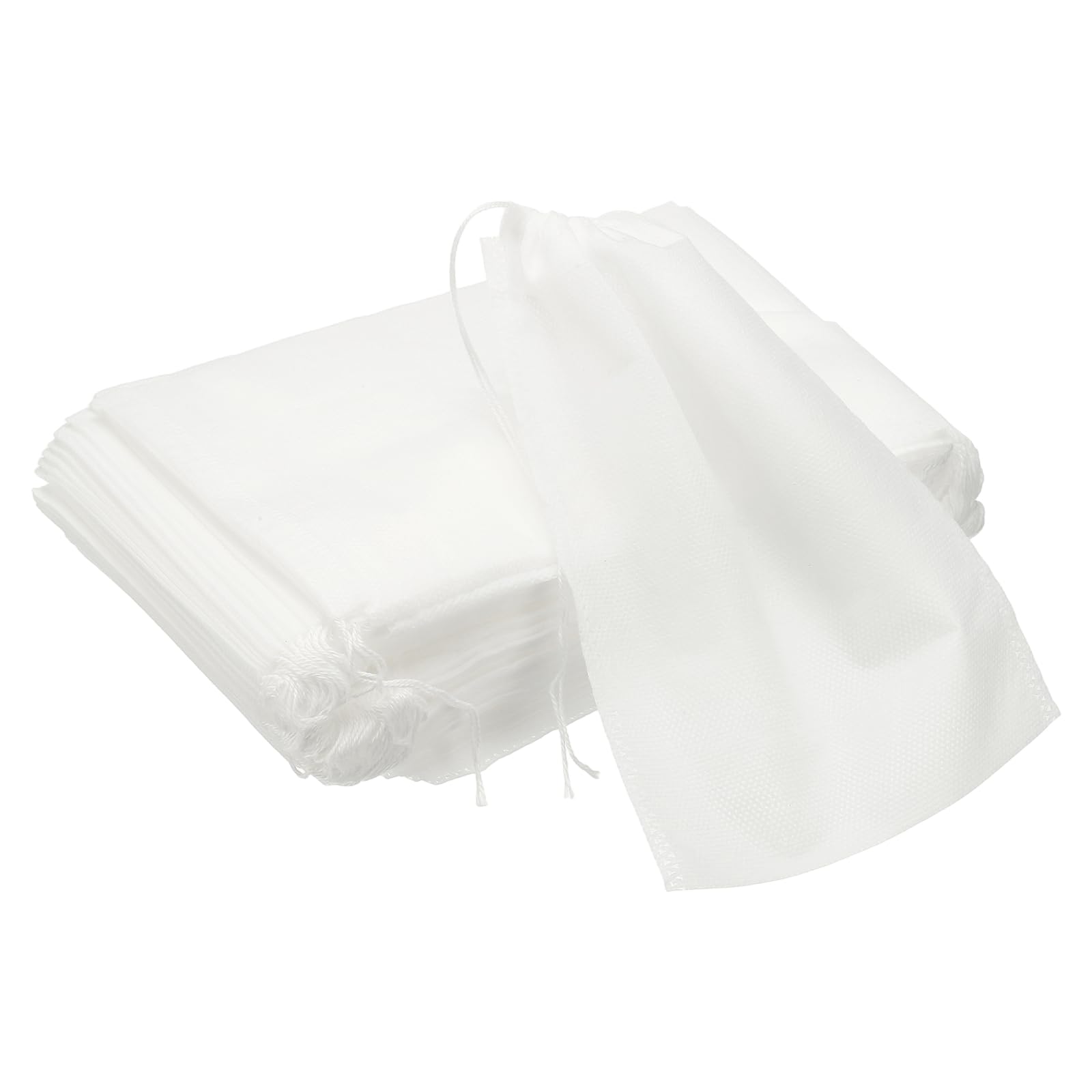 sourcing map 100 Pcs Spice Bags for Cooking, 16 x 21cm Disposable Empty Tea Bags Muslin Non-Woven for Loose Leaf Tea Sachet Straining Soups Herbs, White