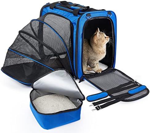 A.FATI Pet Carrier for Medium Dogs & Large Cat, Cat arrier with Portable Cat Litter Box, Expandable Soft Sided Pet Carrier for Cats or Puppy, Pet Travel Carrier with Locking Safety Zipper